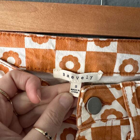 Baevely Anthropologie Retro Flower Checker Print Pants - Picture 3 of 9
